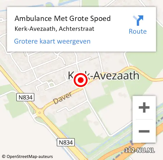 Locatie op kaart van de 112 melding: Ambulance Met Grote Spoed Naar Kerk-Avezaath, Achterstraat op 25 oktober 2019 00:26