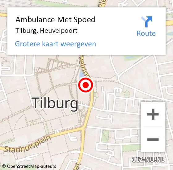 Locatie op kaart van de 112 melding: Ambulance Met Spoed Naar Tilburg, Heuvelpoort op 25 oktober 2019 01:21