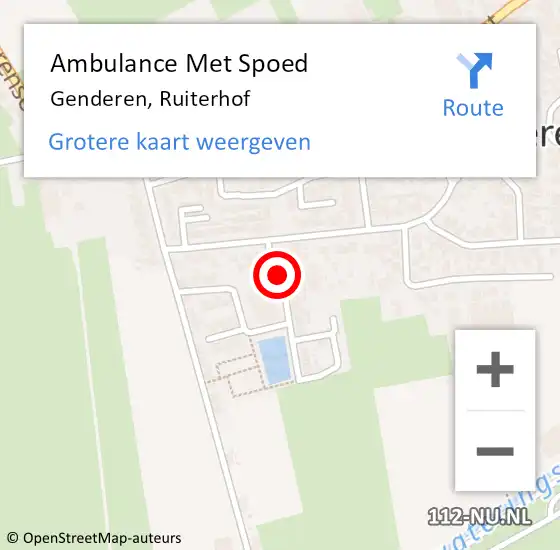 Locatie op kaart van de 112 melding: Ambulance Met Spoed Naar Genderen, Ruiterhof op 25 oktober 2019 05:40