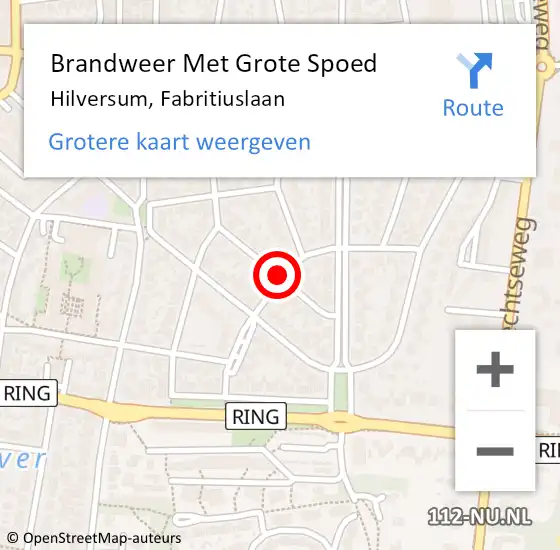 Locatie op kaart van de 112 melding: Brandweer Met Grote Spoed Naar Hilversum, Fabritiuslaan op 25 oktober 2019 08:11