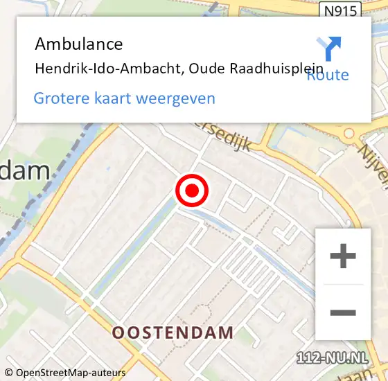 Locatie op kaart van de 112 melding: Ambulance Hendrik-Ido-Ambacht, Oude Raadhuisplein op 25 oktober 2019 08:54