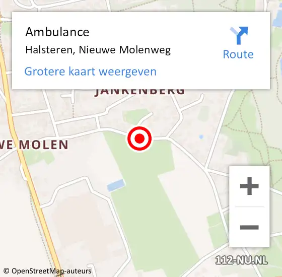 Locatie op kaart van de 112 melding: Ambulance Halsteren, Nieuwe Molenweg op 25 oktober 2019 09:07