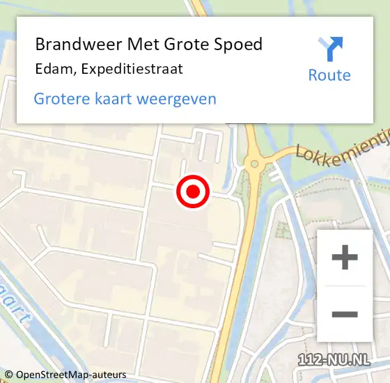 Locatie op kaart van de 112 melding: Brandweer Met Grote Spoed Naar Edam, Expeditiestraat op 25 oktober 2019 09:18