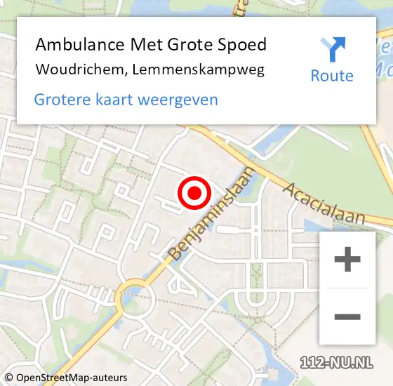 Locatie op kaart van de 112 melding: Ambulance Met Grote Spoed Naar Woudrichem, Lemmenskampweg op 25 oktober 2019 09:22