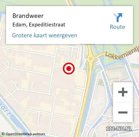 Locatie op kaart van de 112 melding: Brandweer Edam, Expeditiestraat op 25 oktober 2019 09:22