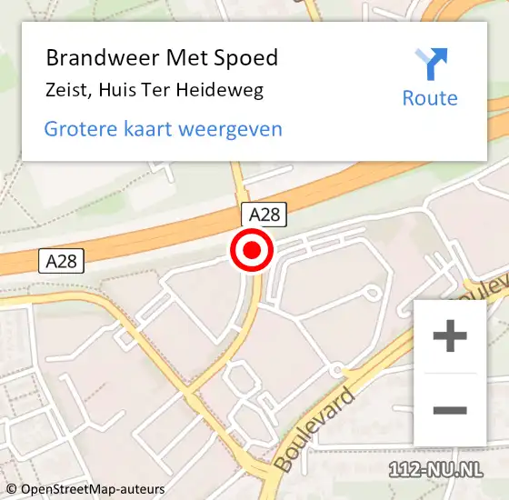 Locatie op kaart van de 112 melding: Brandweer Met Spoed Naar Zeist, Huis Ter Heideweg op 25 oktober 2019 09:34