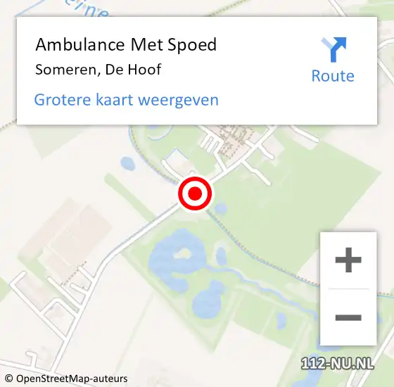 Locatie op kaart van de 112 melding: Ambulance Met Spoed Naar Someren, De Hoof op 25 oktober 2019 09:52