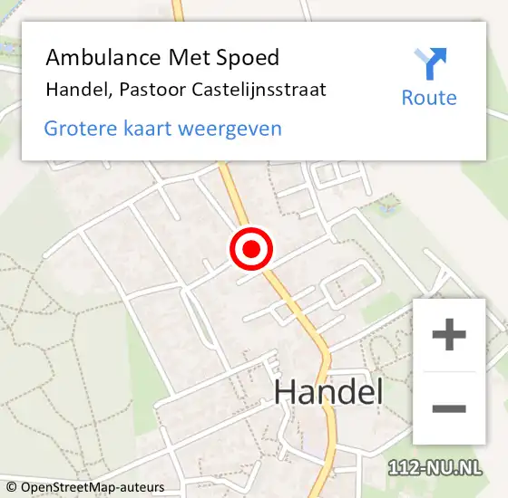 Locatie op kaart van de 112 melding: Ambulance Met Spoed Naar Handel, Pastoor Castelijnsstraat op 25 oktober 2019 10:51