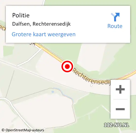 Locatie op kaart van de 112 melding: Politie Dalfsen, Rechterensedijk op 25 oktober 2019 11:19