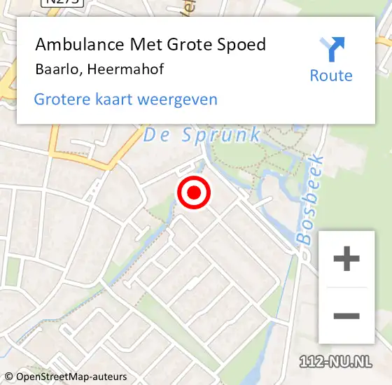 Locatie op kaart van de 112 melding: Ambulance Met Grote Spoed Naar Baarlo, Heermahof op 25 oktober 2019 11:21