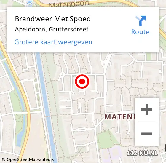 Locatie op kaart van de 112 melding: Brandweer Met Spoed Naar Apeldoorn, Gruttersdreef op 25 oktober 2019 12:39