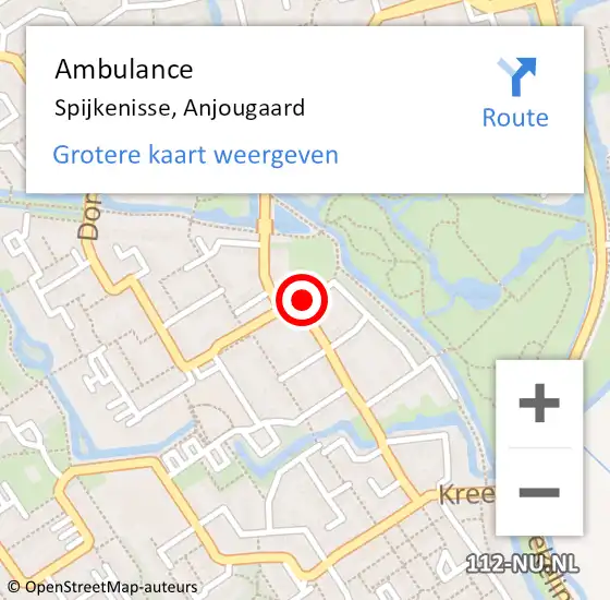 Locatie op kaart van de 112 melding: Ambulance Spijkenisse, Anjougaard op 25 oktober 2019 12:54