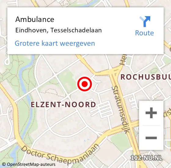 Locatie op kaart van de 112 melding: Ambulance Eindhoven, Tesselschadelaan op 25 oktober 2019 14:12