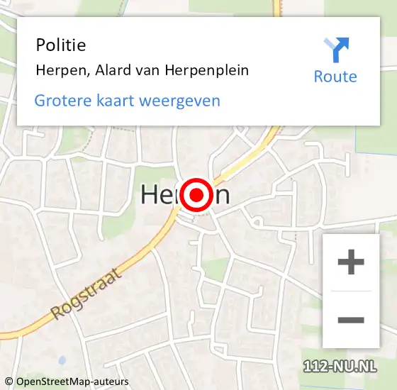 Locatie op kaart van de 112 melding: Politie Herpen, Alard van Herpenplein op 25 oktober 2019 14:38