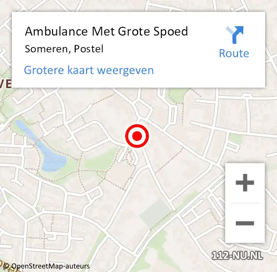 Locatie op kaart van de 112 melding: Ambulance Met Grote Spoed Naar Someren, Postel op 25 oktober 2019 15:09