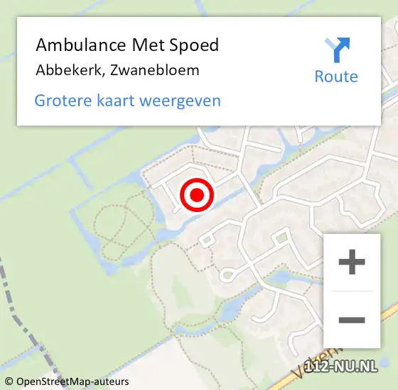 Locatie op kaart van de 112 melding: Ambulance Met Spoed Naar Abbekerk, Zwanebloem op 25 oktober 2019 15:45