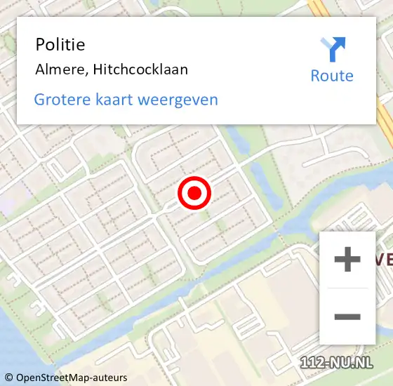 Locatie op kaart van de 112 melding: Politie Almere, Hitchcocklaan op 25 oktober 2019 15:49