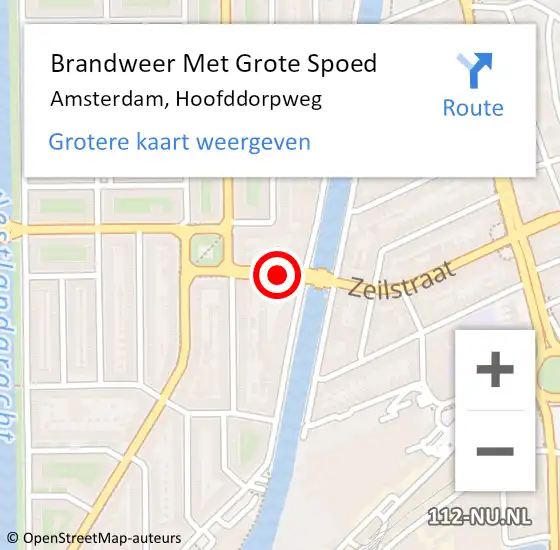 Locatie op kaart van de 112 melding: Brandweer Met Grote Spoed Naar Amsterdam, Hoofddorpweg op 25 oktober 2019 15:53