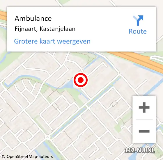 Locatie op kaart van de 112 melding: Ambulance Fijnaart, Kastanjelaan op 25 oktober 2019 16:09