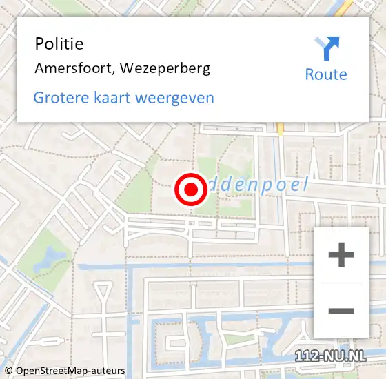 Locatie op kaart van de 112 melding: Politie Amersfoort, Wezeperberg op 25 oktober 2019 16:42