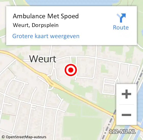 Locatie op kaart van de 112 melding: Ambulance Met Spoed Naar Weurt, Dorpsplein op 25 oktober 2019 17:23