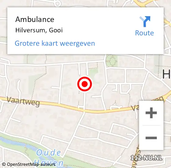 Locatie op kaart van de 112 melding: Ambulance Hilversum, Gooi op 25 oktober 2019 19:01