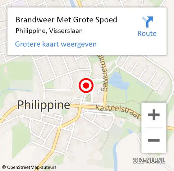 Locatie op kaart van de 112 melding: Brandweer Met Grote Spoed Naar Philippine, Visserslaan op 25 oktober 2019 19:33