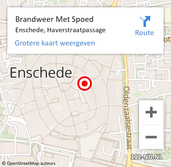 Locatie op kaart van de 112 melding: Brandweer Met Spoed Naar Enschede, Haverstraatpassage op 25 oktober 2019 19:46