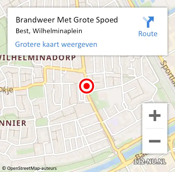 Locatie op kaart van de 112 melding: Brandweer Met Grote Spoed Naar Best, Wilhelminaplein op 25 oktober 2019 20:22