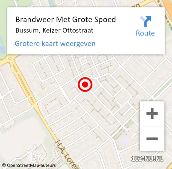 Locatie op kaart van de 112 melding: Brandweer Met Grote Spoed Naar Bussum, Keizer Ottostraat op 25 oktober 2019 20:40