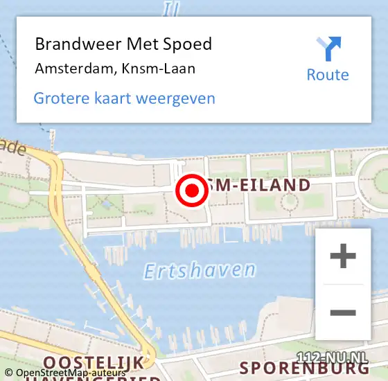 Locatie op kaart van de 112 melding: Brandweer Met Spoed Naar Amsterdam, Knsm-Laan op 25 oktober 2019 20:42