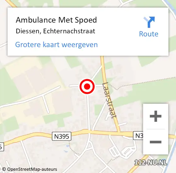 Locatie op kaart van de 112 melding: Ambulance Met Spoed Naar Diessen, Echternachstraat op 25 oktober 2019 21:15