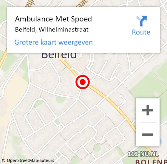 Locatie op kaart van de 112 melding: Ambulance Met Spoed Naar Belfeld, Wilhelminastraat op 25 oktober 2019 21:32