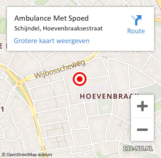 Locatie op kaart van de 112 melding: Ambulance Met Spoed Naar Schijndel, Hoevenbraaksestraat op 25 oktober 2019 21:39