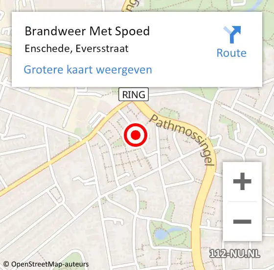 Locatie op kaart van de 112 melding: Brandweer Met Spoed Naar Enschede, Eversstraat op 25 oktober 2019 22:30