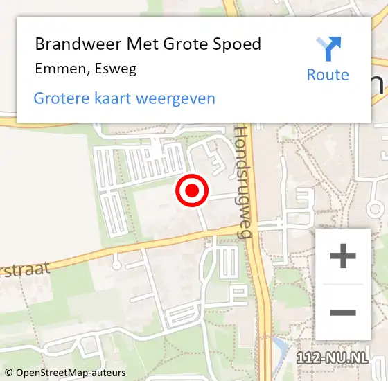 Locatie op kaart van de 112 melding: Brandweer Met Grote Spoed Naar Emmen, Esweg op 26 oktober 2019 00:05