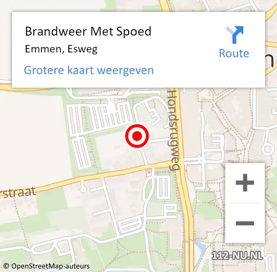 Locatie op kaart van de 112 melding: Brandweer Met Spoed Naar Emmen, Esweg op 26 oktober 2019 00:52