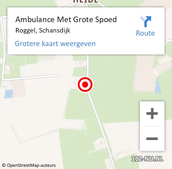 Locatie op kaart van de 112 melding: Ambulance Met Grote Spoed Naar Roggel, Schansdijk op 17 april 2014 18:44