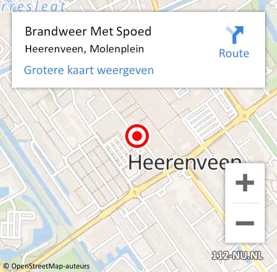 Locatie op kaart van de 112 melding: Brandweer Met Spoed Naar Heerenveen, Molenplein op 26 oktober 2019 04:13