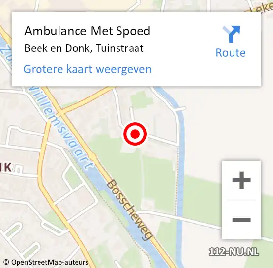 Locatie op kaart van de 112 melding: Ambulance Met Spoed Naar Beek en Donk, Tuinstraat op 26 oktober 2019 09:17
