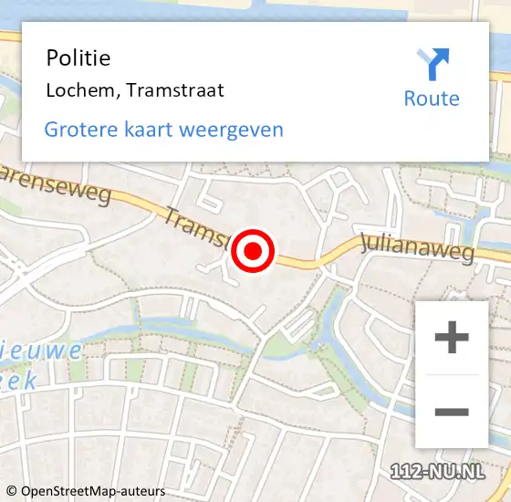 Locatie op kaart van de 112 melding: Politie Lochem, Tramstraat op 26 oktober 2019 09:40