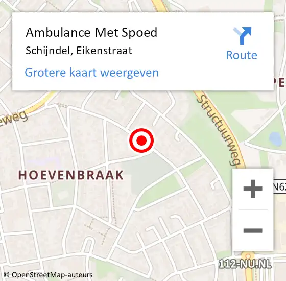 Locatie op kaart van de 112 melding: Ambulance Met Spoed Naar Schijndel, Eikenstraat op 26 oktober 2019 09:56