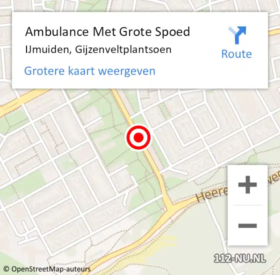Locatie op kaart van de 112 melding: Ambulance Met Grote Spoed Naar IJmuiden, Gijzenveltplantsoen op 26 oktober 2019 10:14