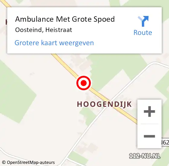 Locatie op kaart van de 112 melding: Ambulance Met Grote Spoed Naar Oosteind, Heistraat op 26 oktober 2019 10:45