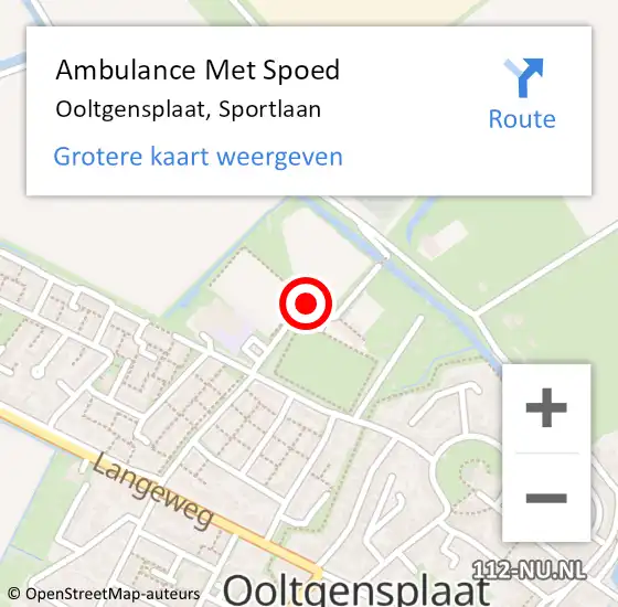 Locatie op kaart van de 112 melding: Ambulance Met Spoed Naar Ooltgensplaat, Sportlaan op 26 oktober 2019 10:49