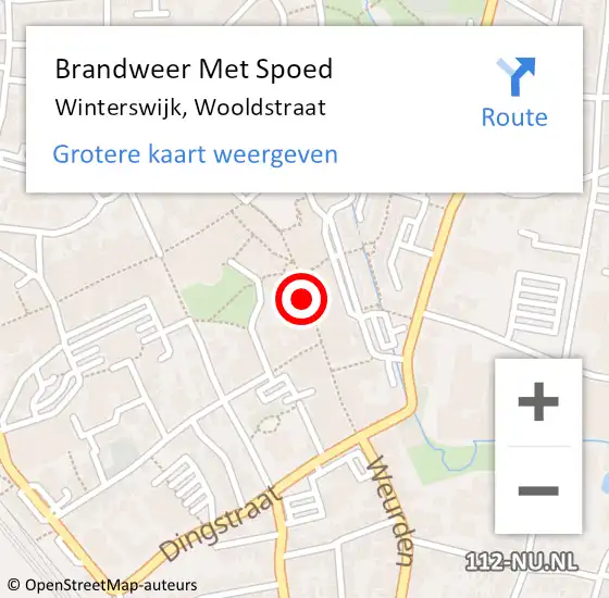 Locatie op kaart van de 112 melding: Brandweer Met Spoed Naar Winterswijk, Wooldstraat op 26 oktober 2019 11:19