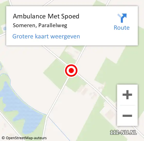 Locatie op kaart van de 112 melding: Ambulance Met Spoed Naar Someren, Parallelweg op 26 oktober 2019 12:00