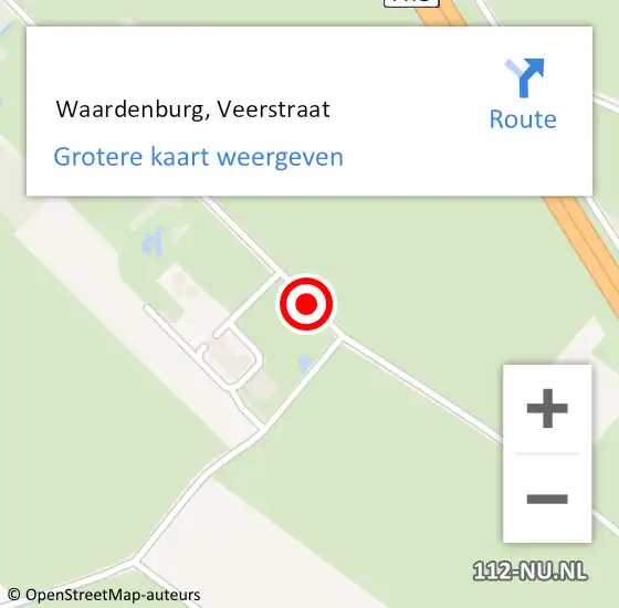 Locatie op kaart van de 112 melding:  Waardenburg, Veerstraat op 26 oktober 2019 12:35