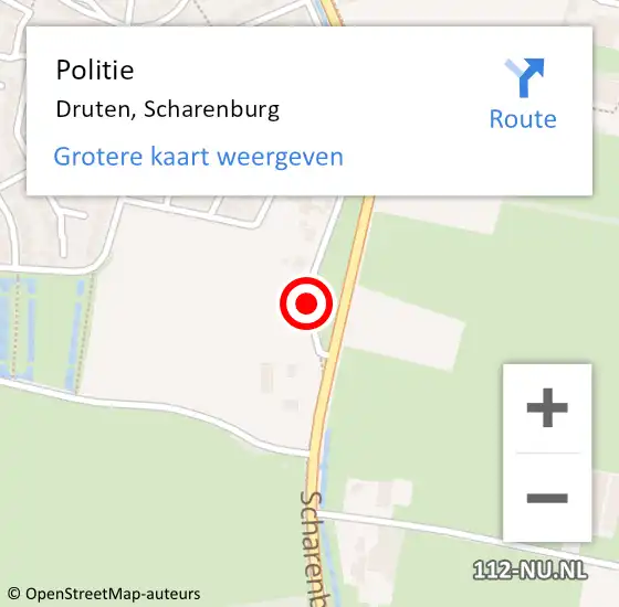 Locatie op kaart van de 112 melding: Politie Druten, Scharenburg op 26 oktober 2019 13:10