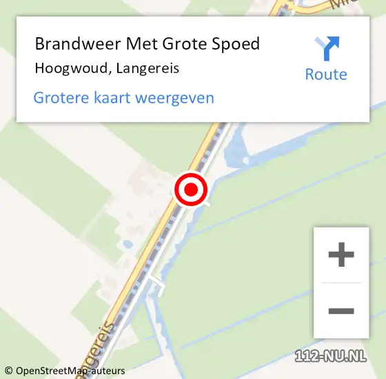 Locatie op kaart van de 112 melding: Brandweer Met Grote Spoed Naar Hoogwoud, Langereis op 26 oktober 2019 13:17